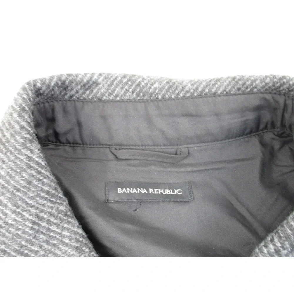 Banana Republic Shirt Jacket Mens XXL Gray Textured Button Front Utility Shacket